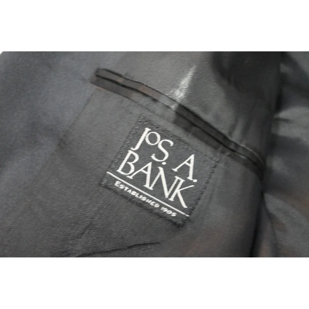 Jos a Bank Tuxedo Suit Set Mens Size 43L 36x32 Black Peak Lapel Formal Excellent